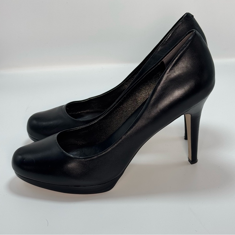 Banana Republic Black Leather Platform Pumps Heels 8.5 Work Classic